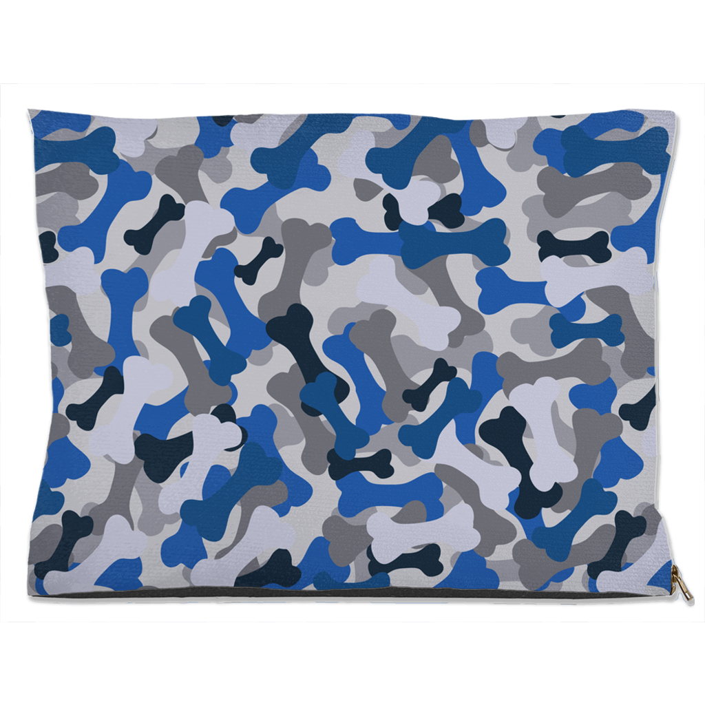 Bone Camo Blue Dog Bed