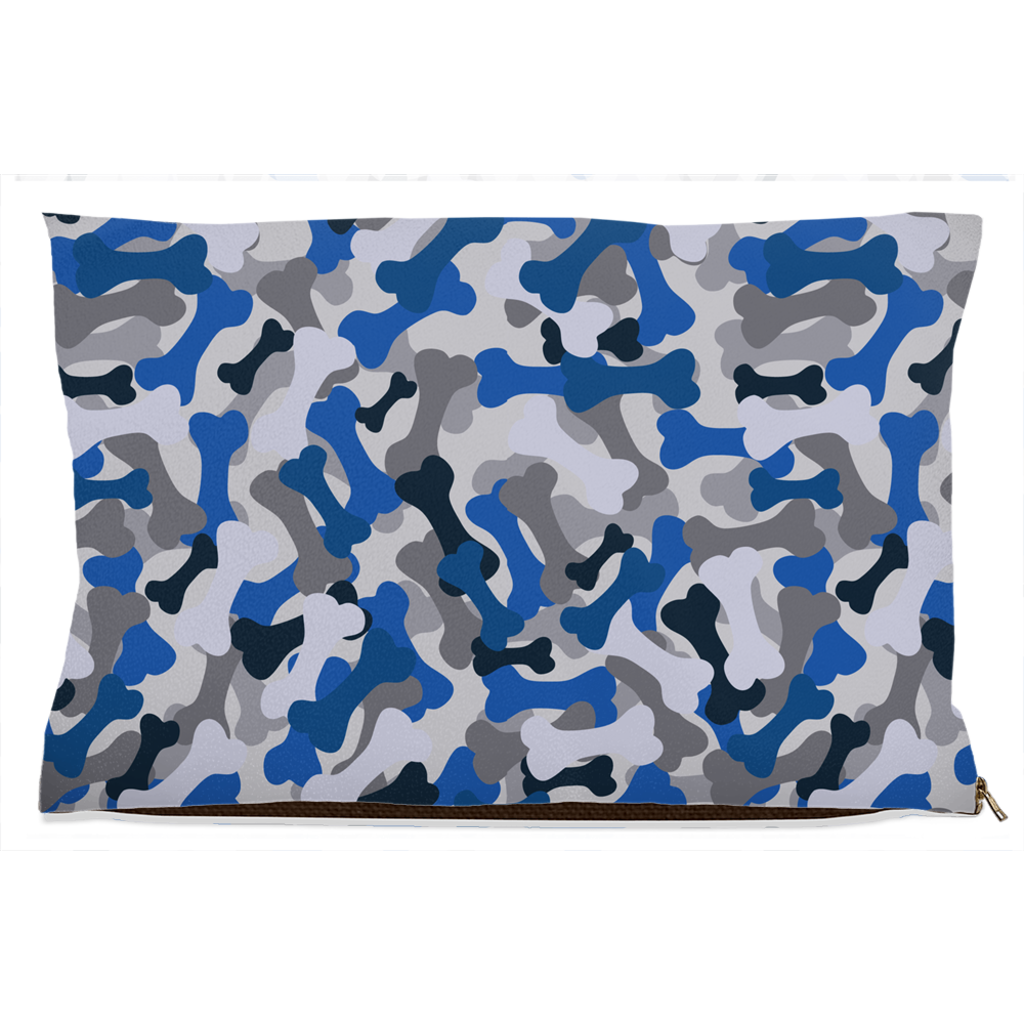 Bone Camo Blue Dog Bed