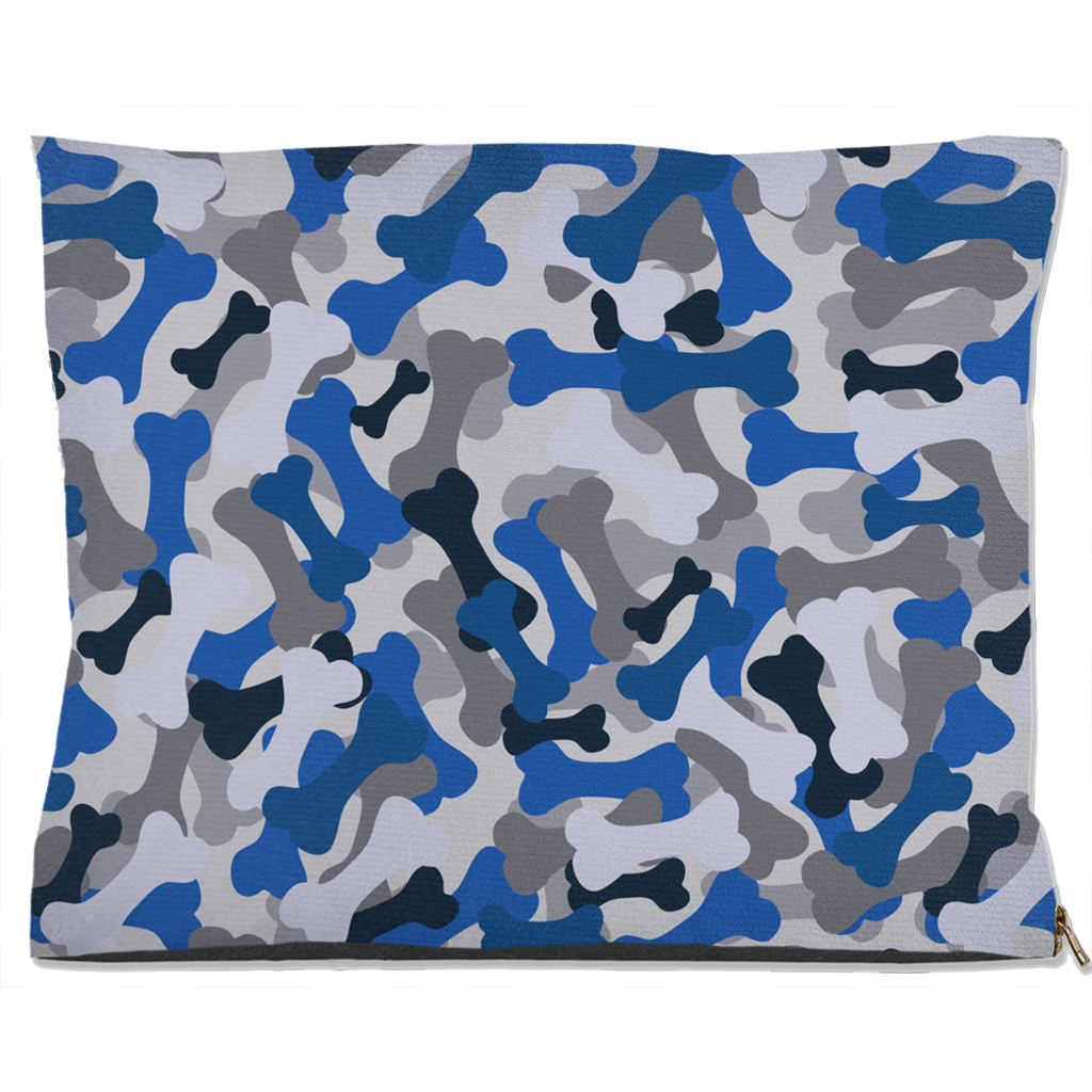 Bone Camo Blue Dog Bed