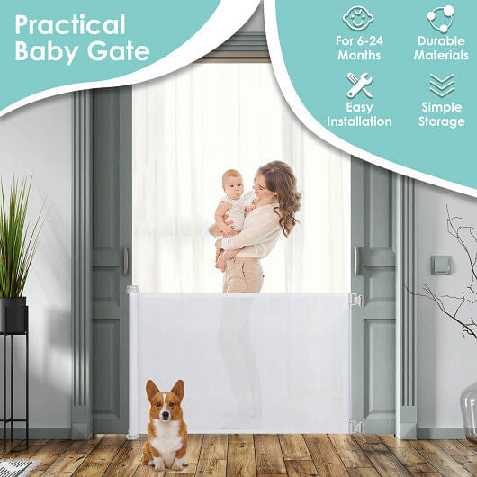 33 Inch Tall Retractable Mesh Safety Gate for Indoor and Outdoor Use