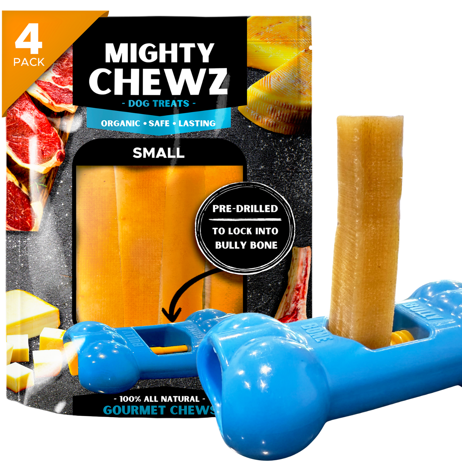 4 Pack Small Yak Cheese - Bully Bone Pro Included