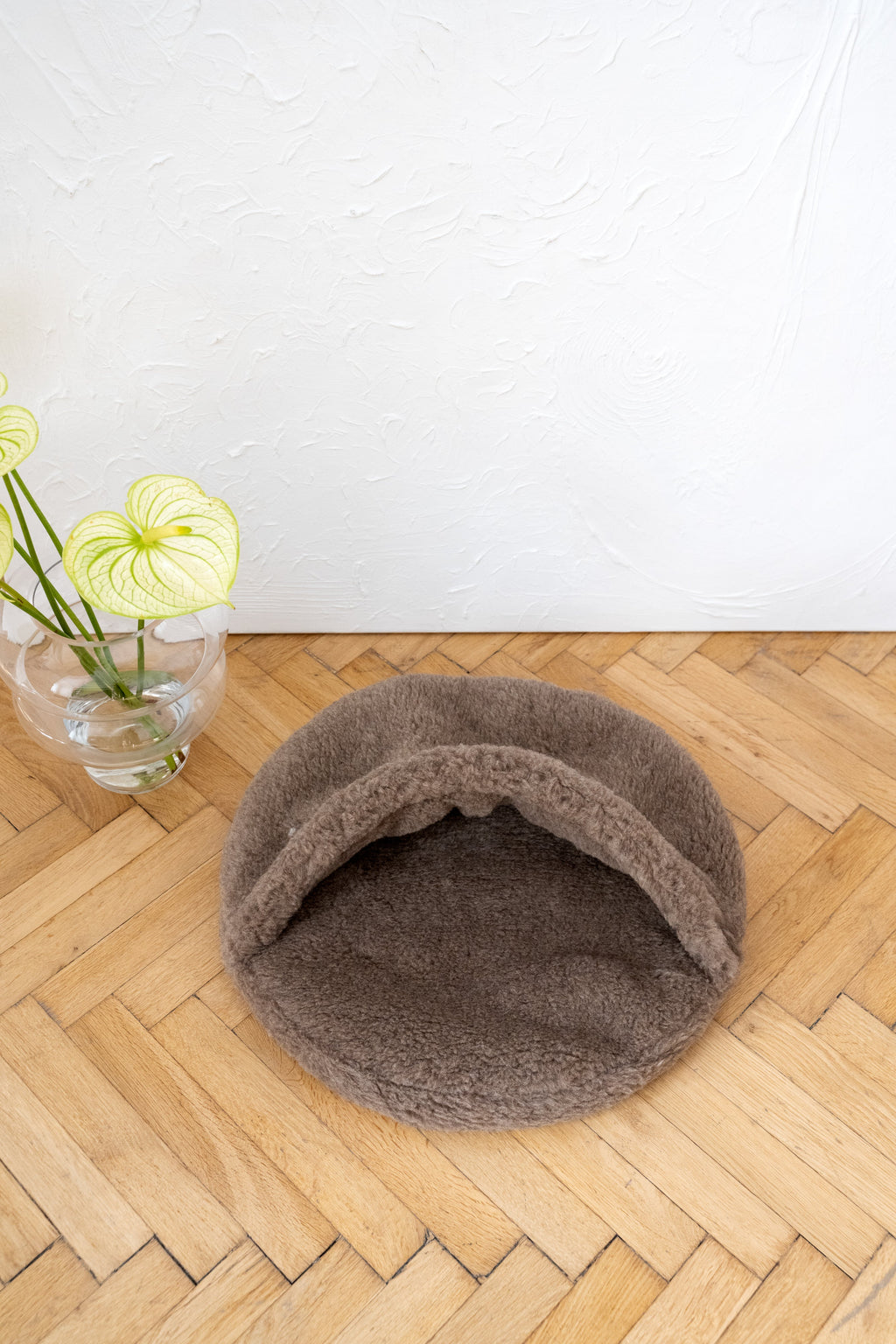 Natural Wool Dog Bed & Cave - Beige