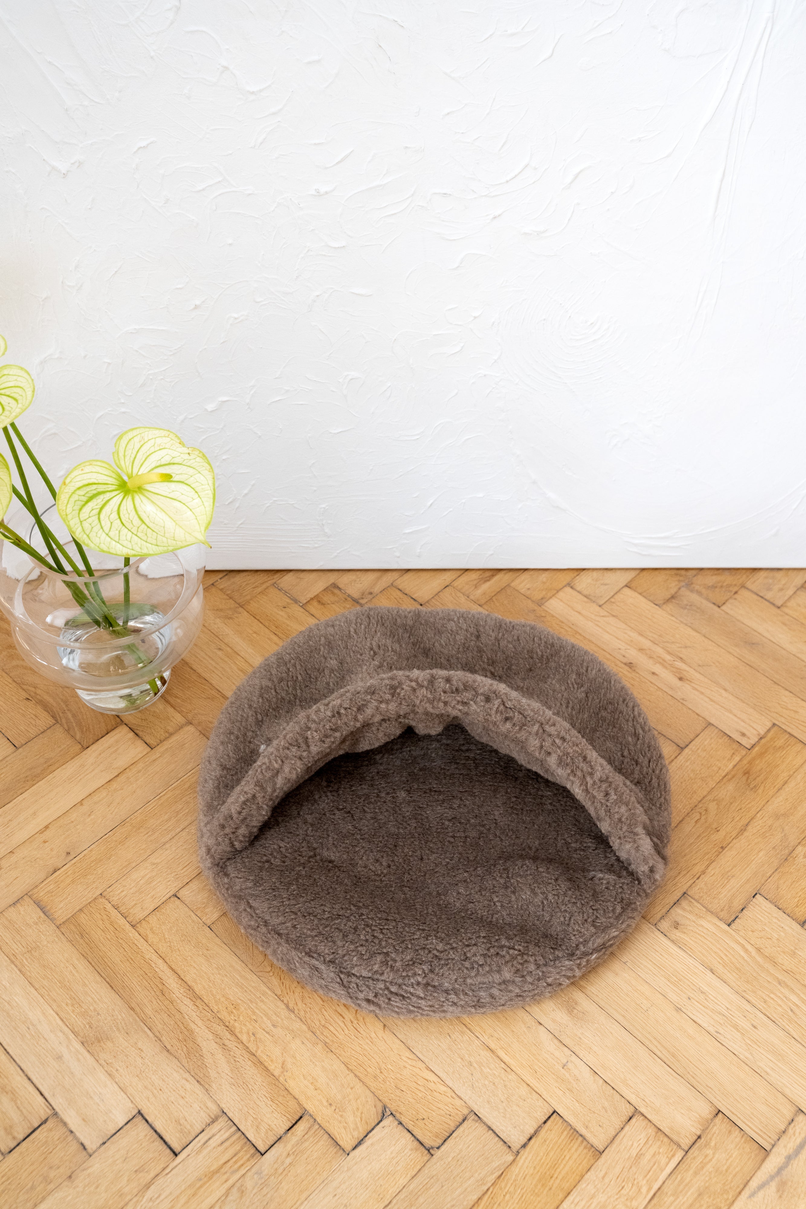 Natural Wool Dog Bed & Cave - Beige