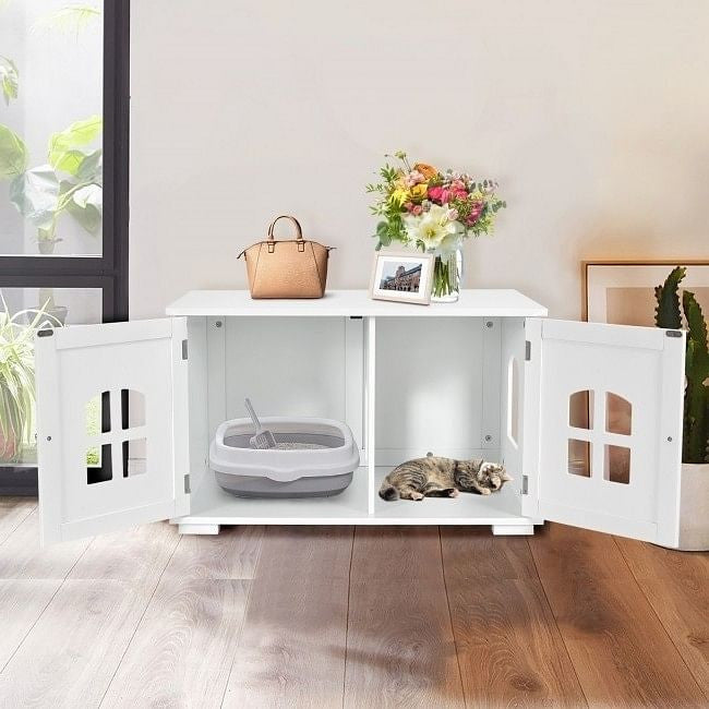 White Large Cabinet Ventilated Private Divider "Cat Furniture"