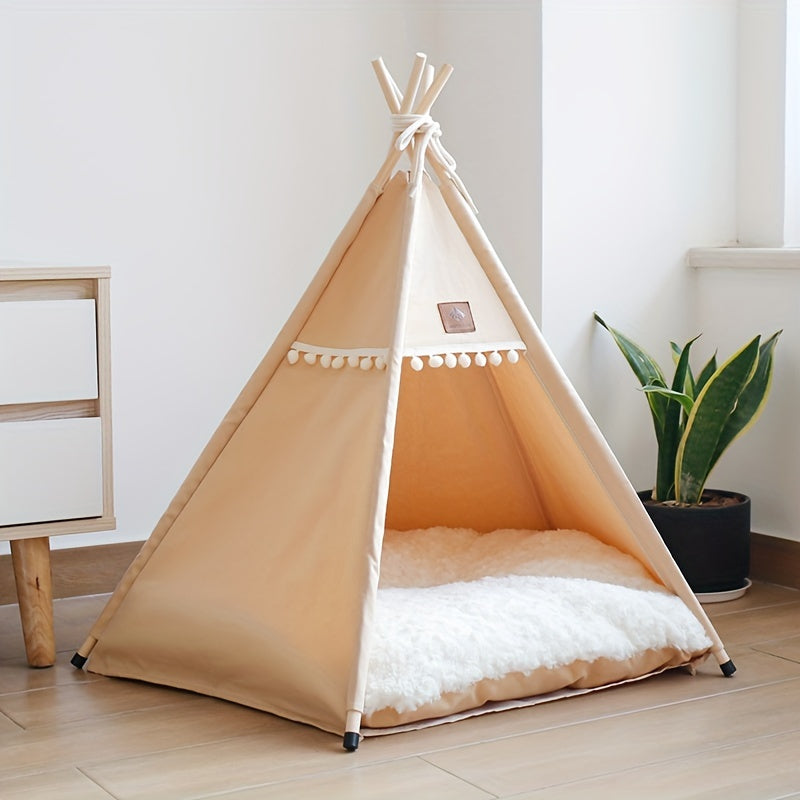NNETM Linen Dog and Cat Teepee Bed